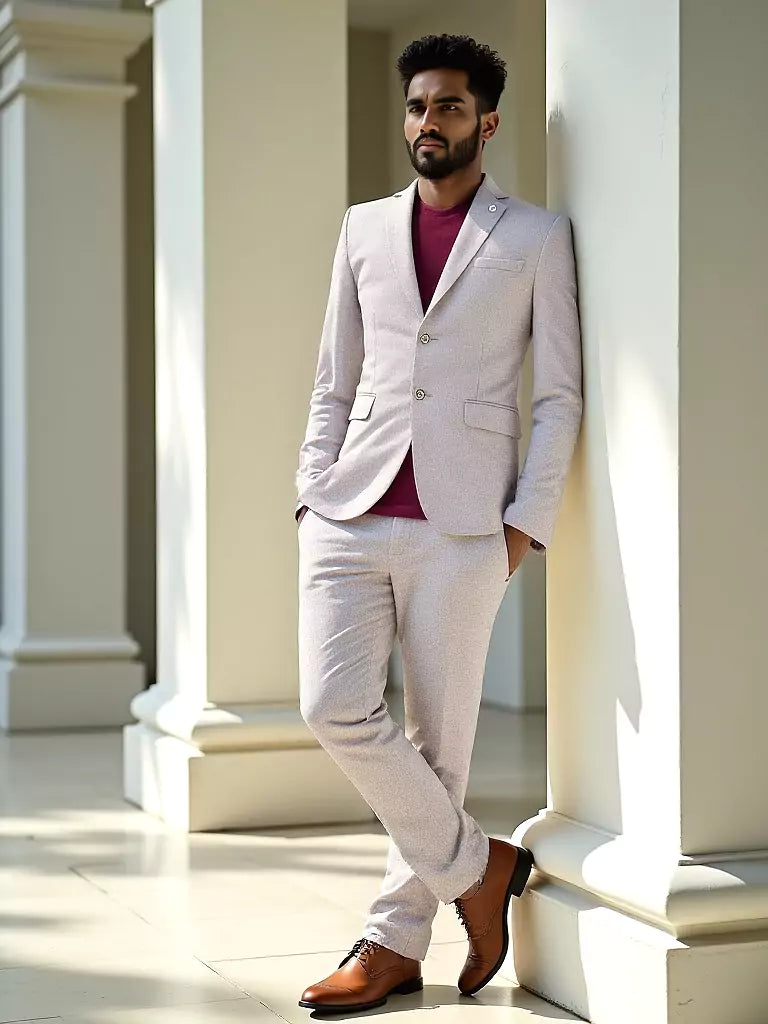 Brown Suede and Giza Cotton Stylish Blazer