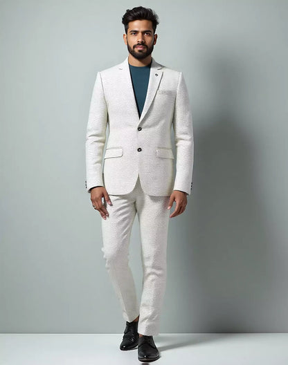 Grey Self Zig Zag Jacquard Blazer