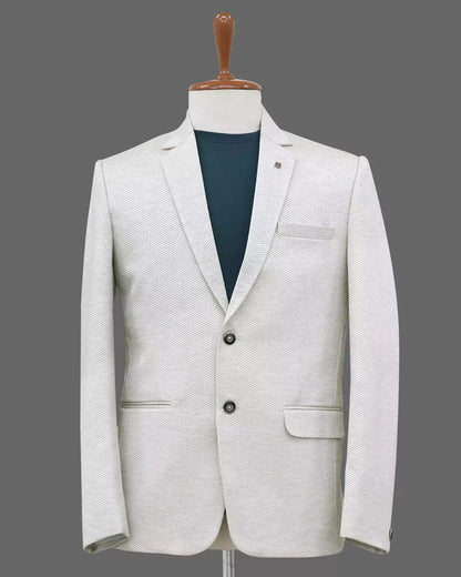 Grey Self Zig Zag Jacquard Blazer
