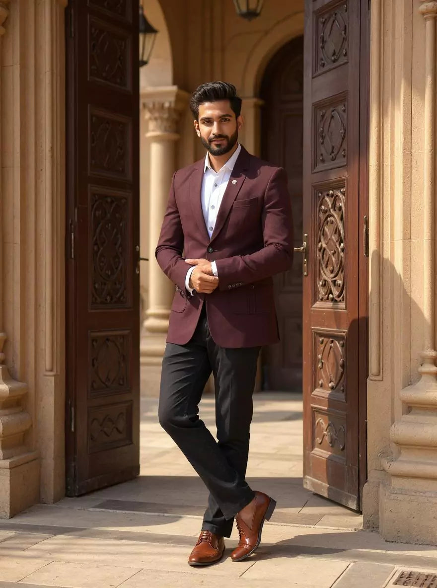 Maroon Imported Lycra Stretchable Giza Cotton Blazer