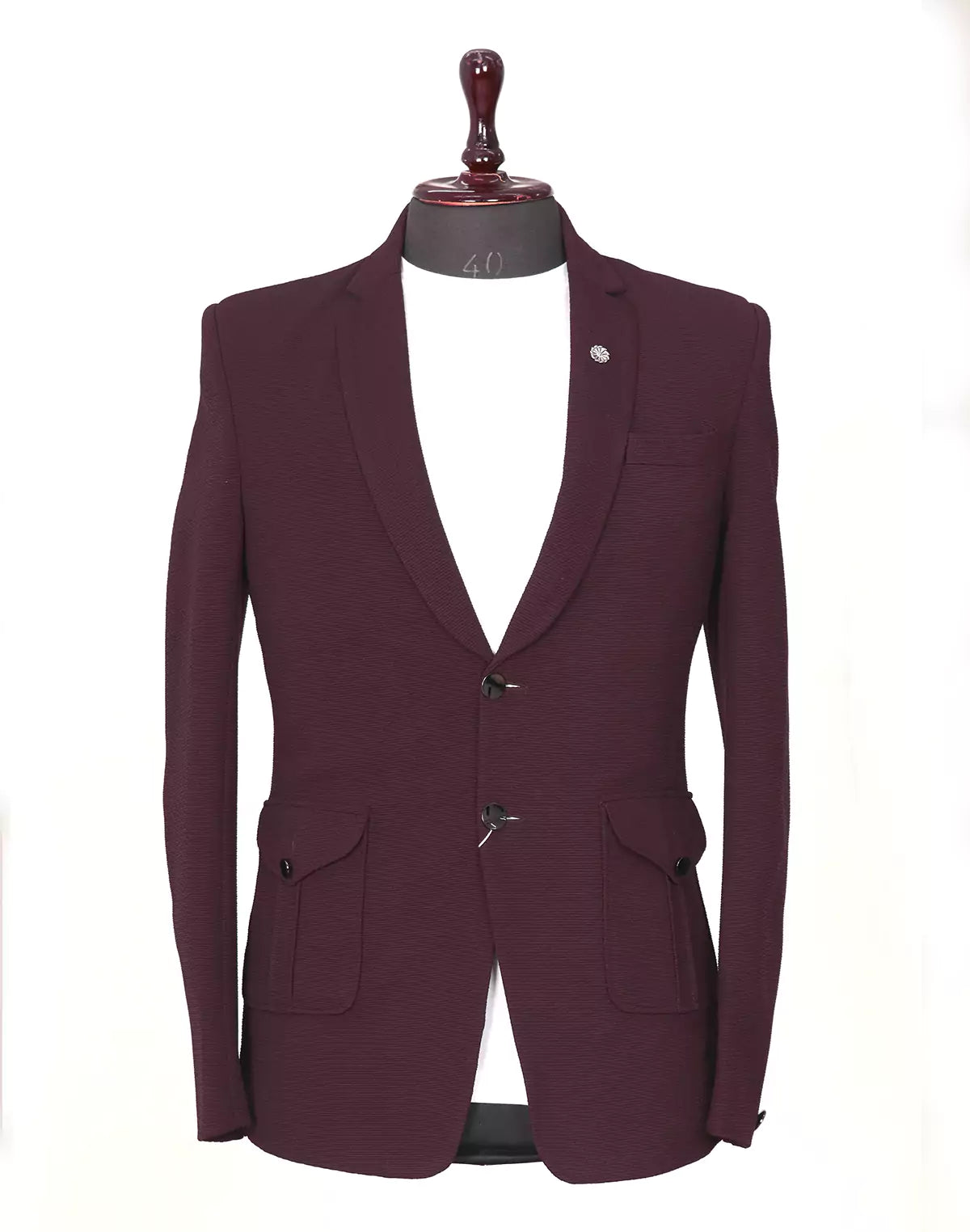 Maroon Imported Lycra Stretchable Giza Cotton Blazer