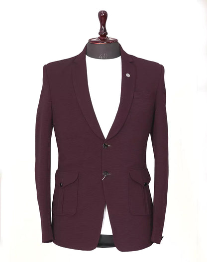 Maroon Imported Lycra Stretchable Giza Cotton Blazer