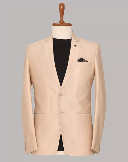 Fawn Polyester Terry Cotton Stripes Blazer