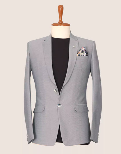 Self Patterned Grey Imported Polyester Blazer