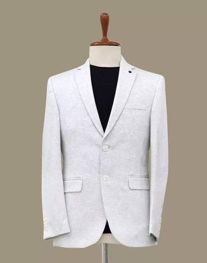 White Plain Cotton with Lycra Blazer