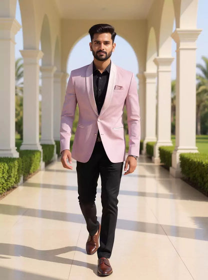 Onion Self Zig Zag Patterned Imported Polyester Terylene Blazer