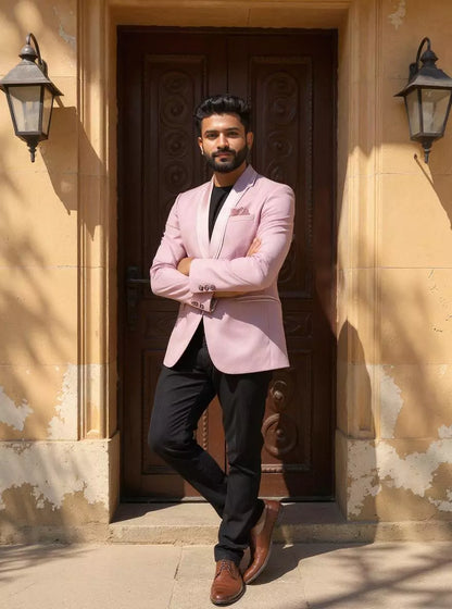 Onion Self Zig Zag Patterned Imported Polyester Terylene Blazer