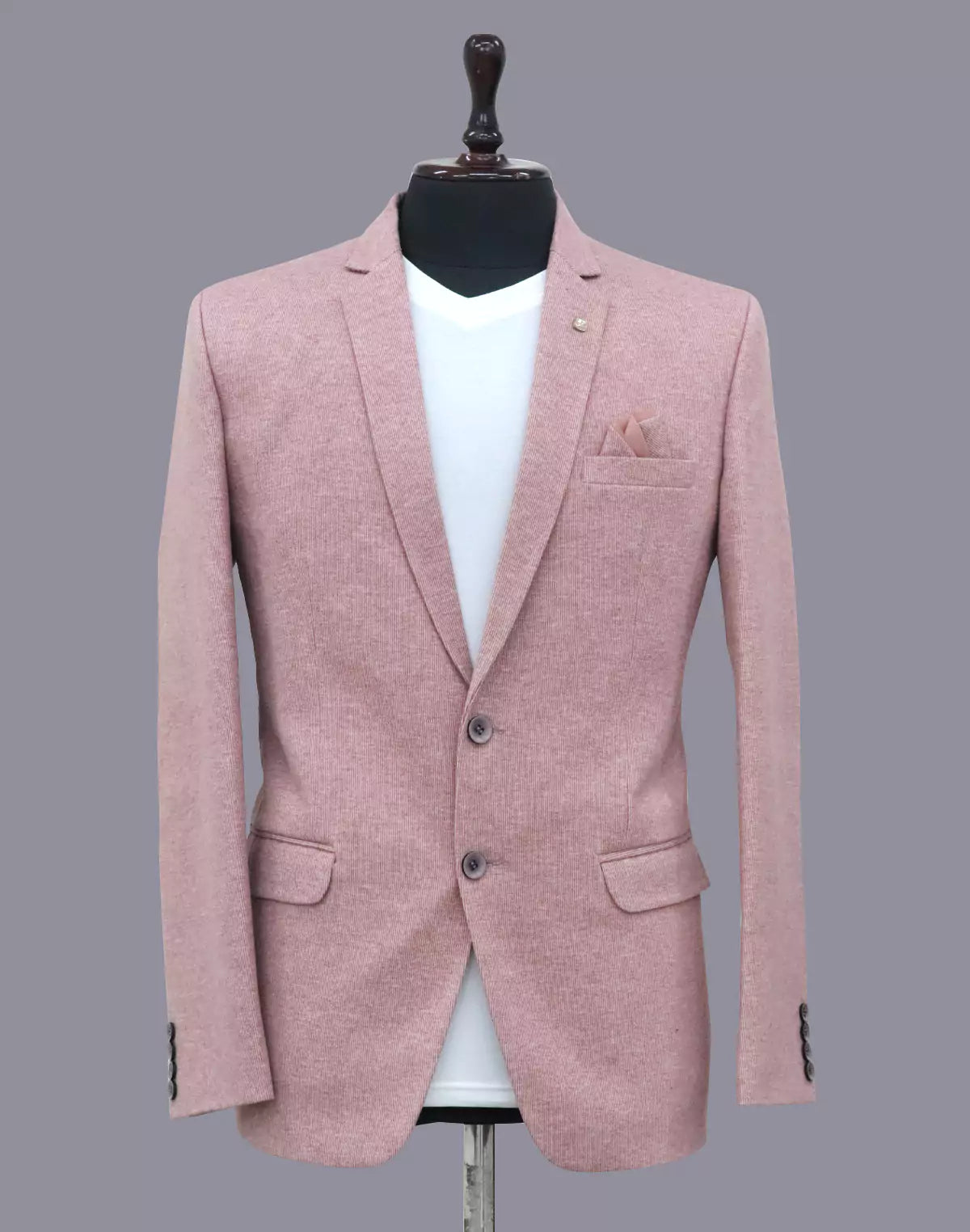 Suede and Giza Cotton Blazer in Peach