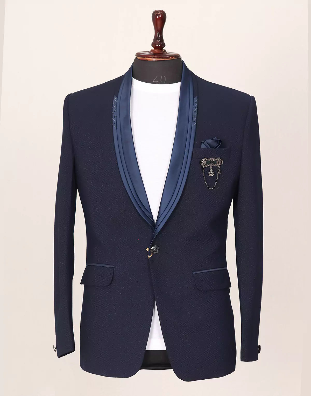 Navy Blue Imported Polyester Terylene Solid Blazer
