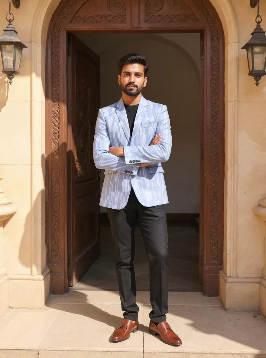 Classic Blue Color Imported Lycra Stretchable Giza Cotton Blazer
