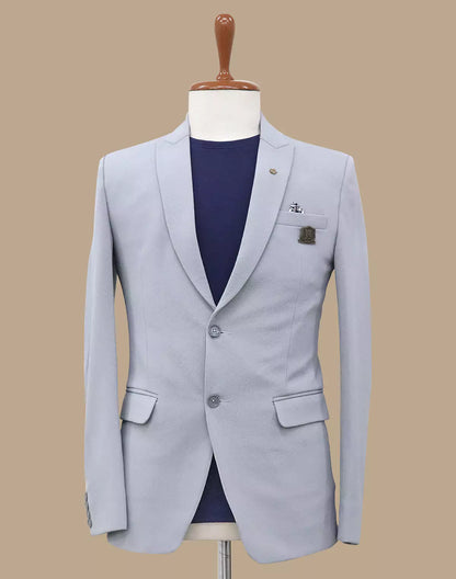 Grey Solid Georgette Polyester Lycra Blazer