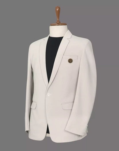 Fawn Chevron Imported Lycra Stretchable Giza Cotton Blazer