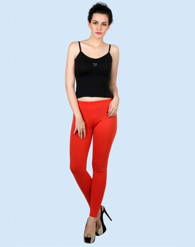 Twin Birds Coral Flame Cotton Lycra Pencil Cut Women Legging