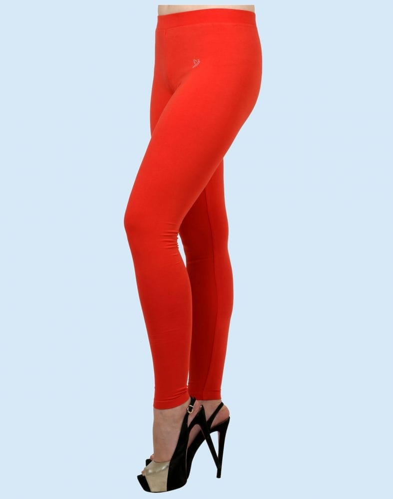 Twin Birds Coral Flame Cotton Lycra Pencil Cut Women Legging