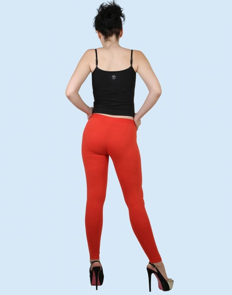 Twin Birds Coral Flame Cotton Lycra Pencil Cut Women Legging