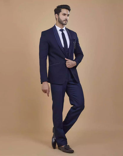 Royal Blue Imported Fabric 5 Pc Tuxido Designer Suit
