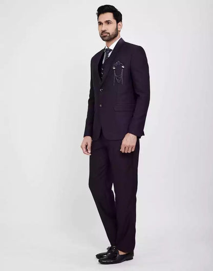 Dark Wine Stylish 5 Pc Tuxido Designer Suit