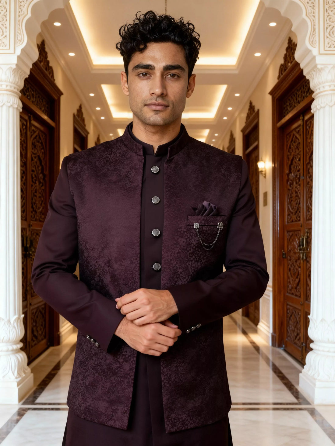 Self Graphic Design Satin Bandhagala Set