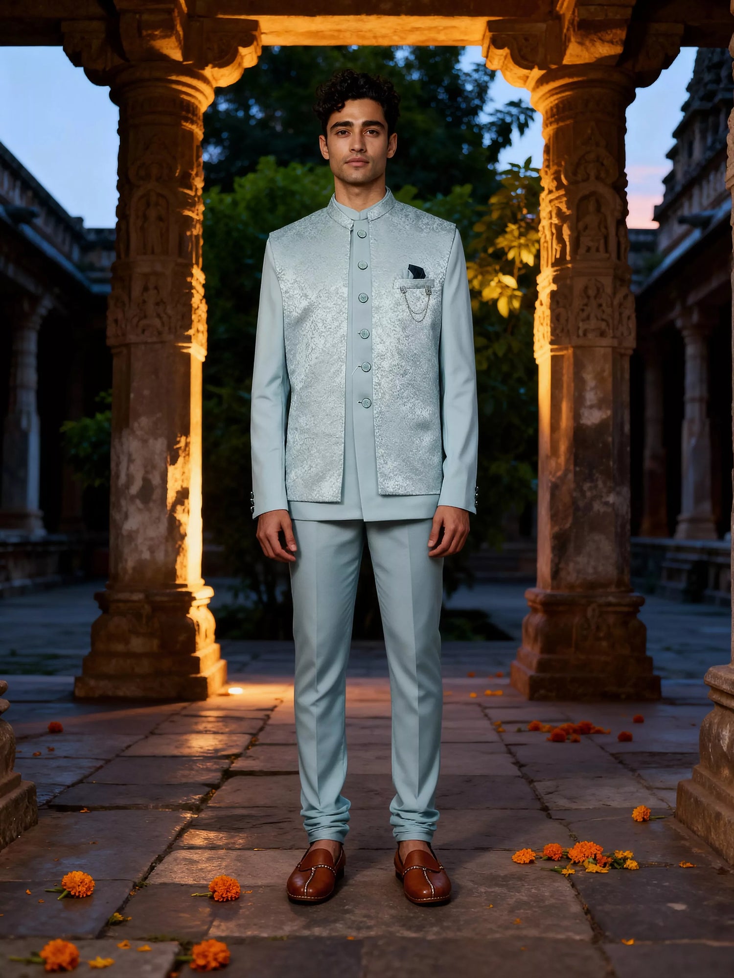 Self Graphic Design Satin Bandhagala Set