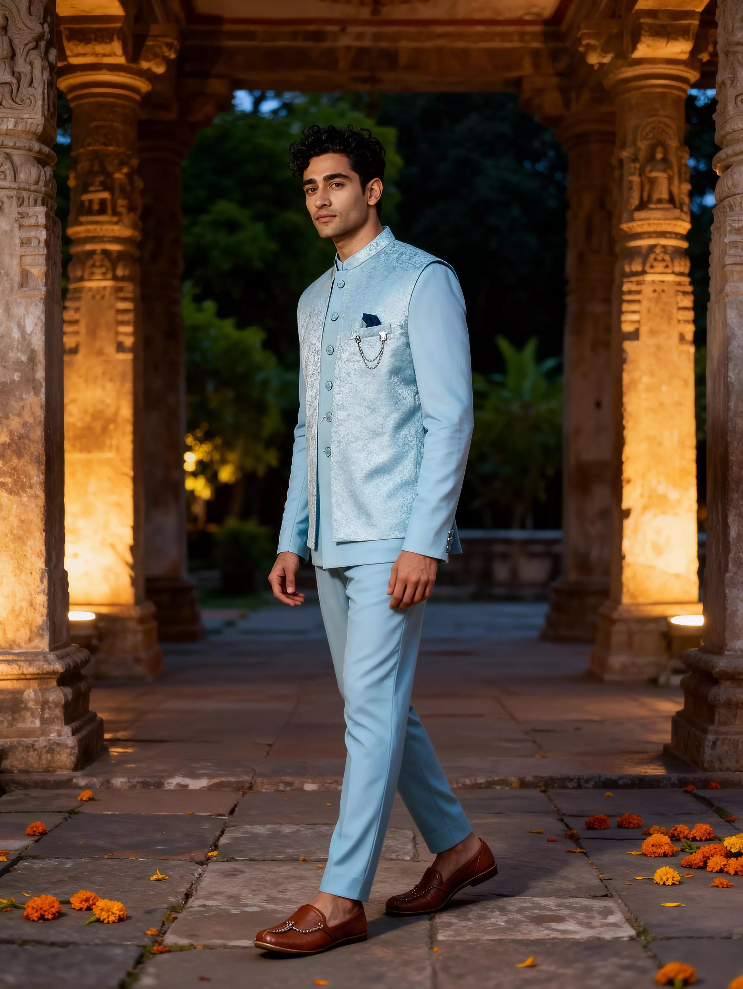 Self Graphic Design Satin Bandhagala Set