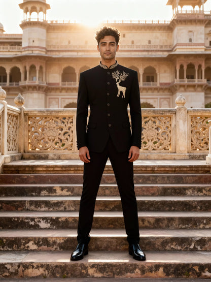 Black Polynosic Beads work with Animal Design Bandhagala