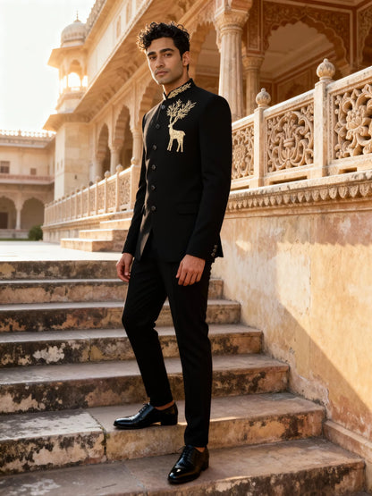 Black Polynosic Beads work with Animal Design Bandhagala