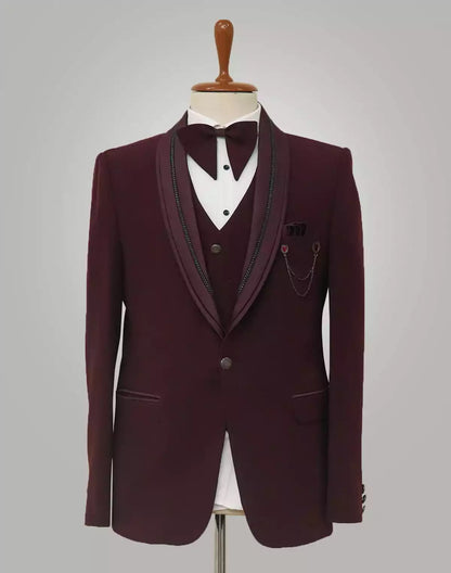 Designer Elegant Maroon Colour Polynsoic Suit