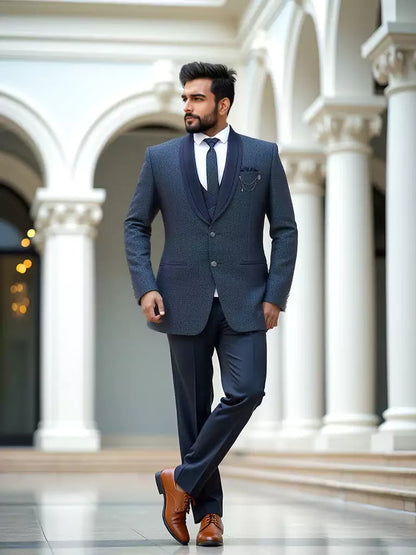 Light Blue Solid Polyester Terlene Designer Suit