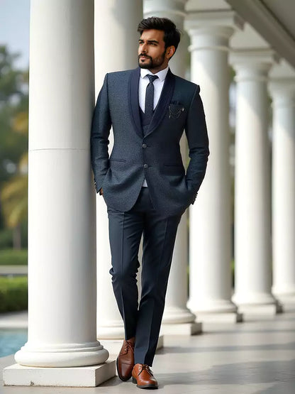 Light Blue Solid Polyester Terlene Designer Suit