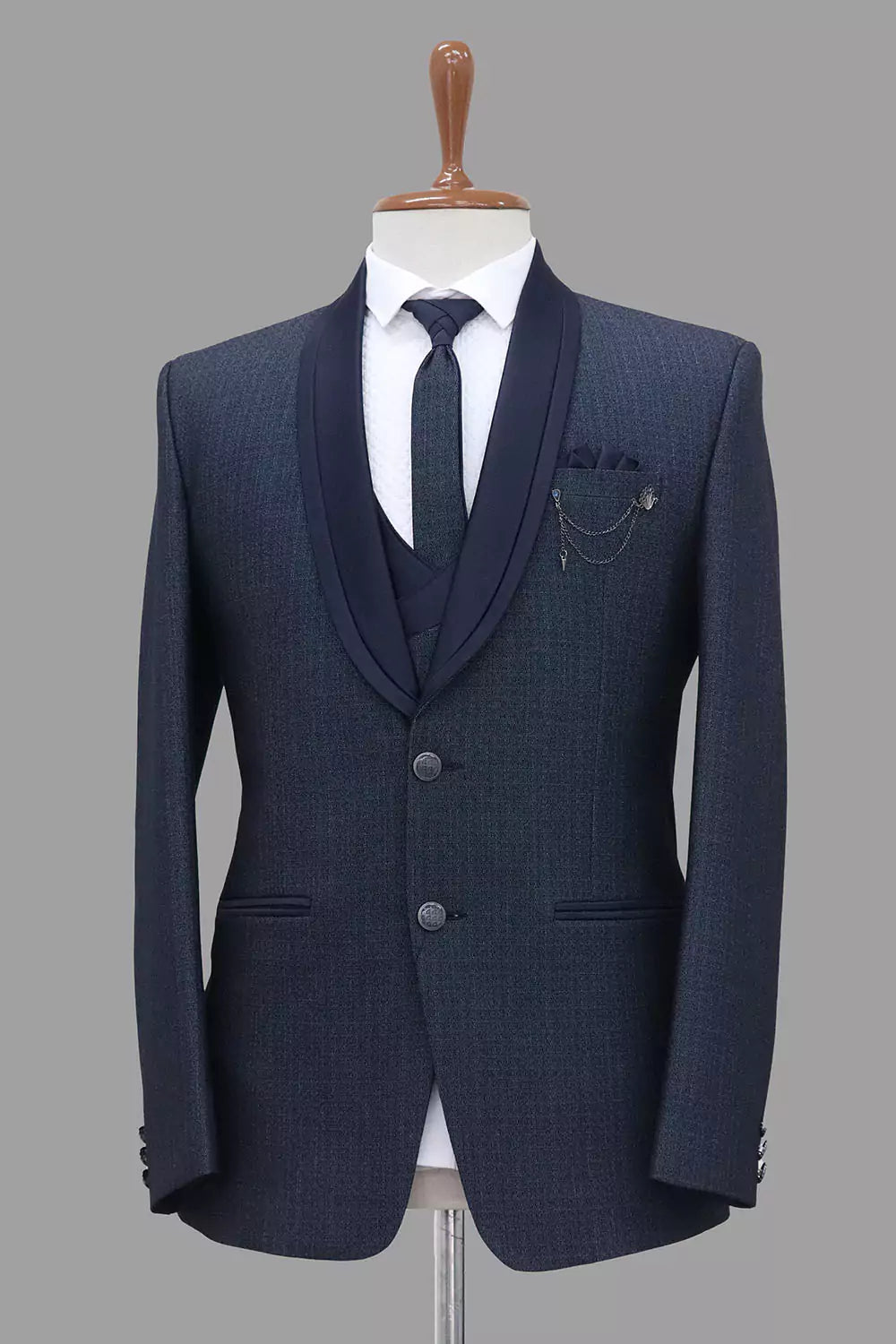 Light Blue Solid Polyester Terlene Designer Suit