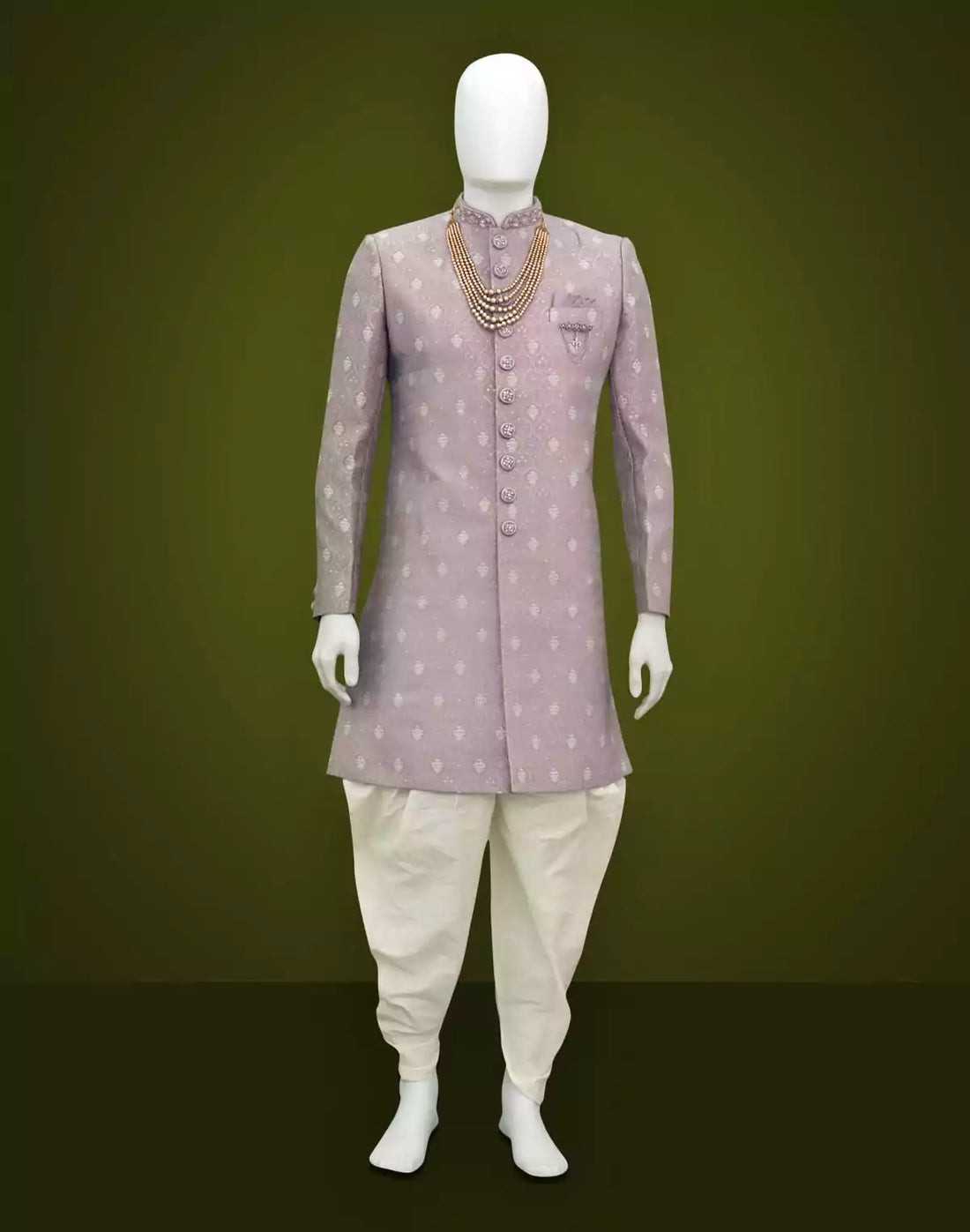 Voilet Floral weaving Jacquard Indo-Western Set