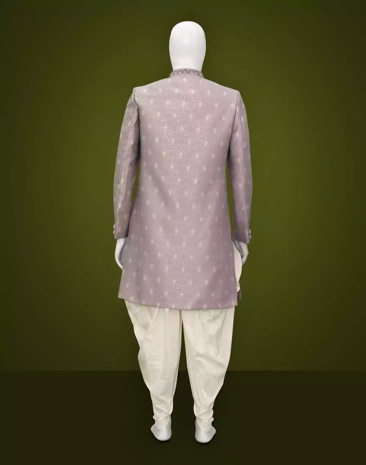 Voilet Floral weaving Jacquard Indo-Western Set
