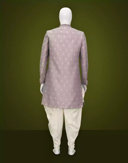 Voilet Floral weaving Jacquard Indo-Western Set