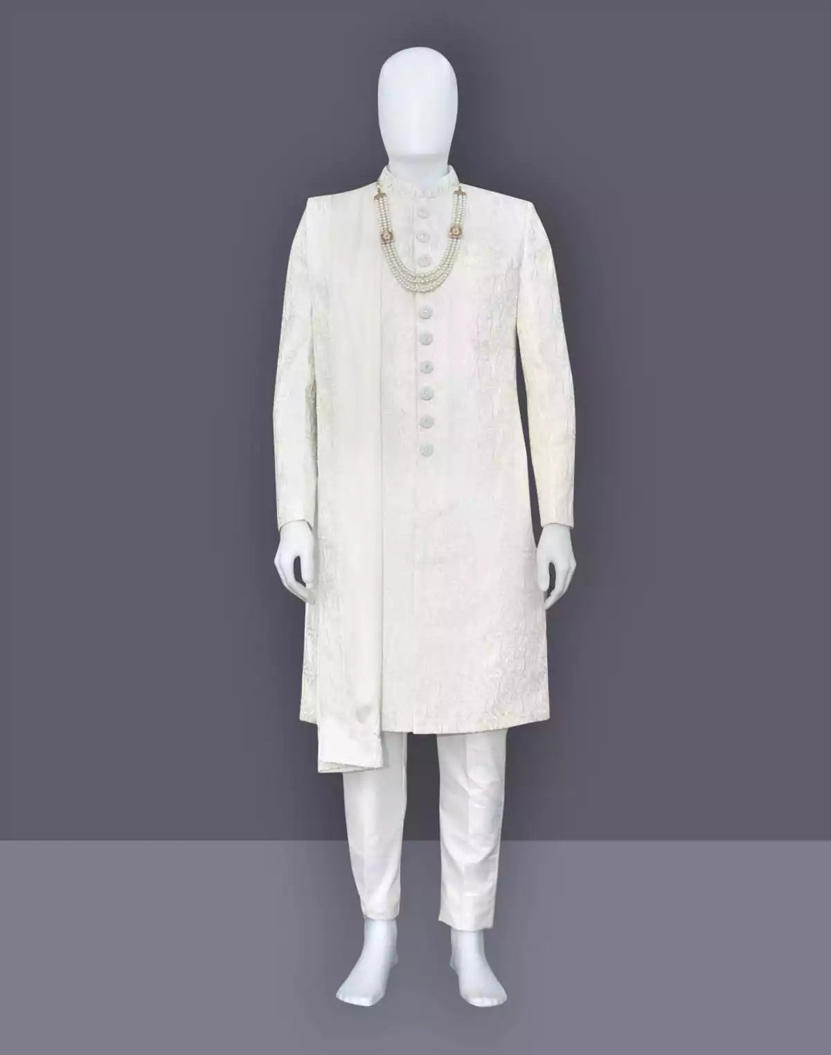 Cream Embroidery work Milky Silk Indo Western Open Jacket