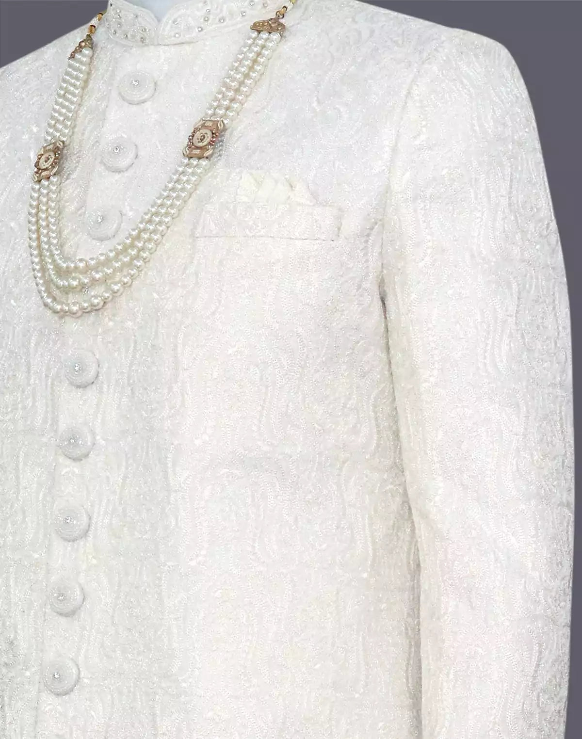 Cream Embroidery work Milky Silk Indo Western Open Jacket