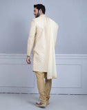 Fawn Art Silk Sherwani With Dupatta