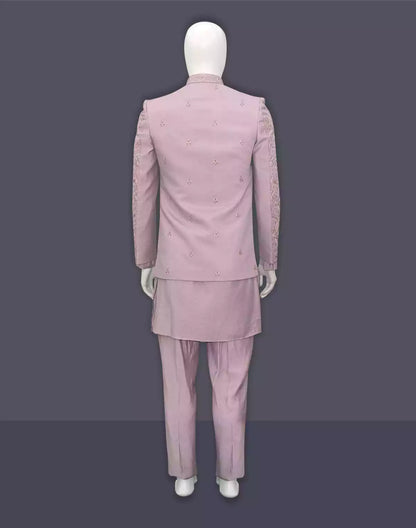 Onion Emrboidery work Indo Western in an Open Jacket Style