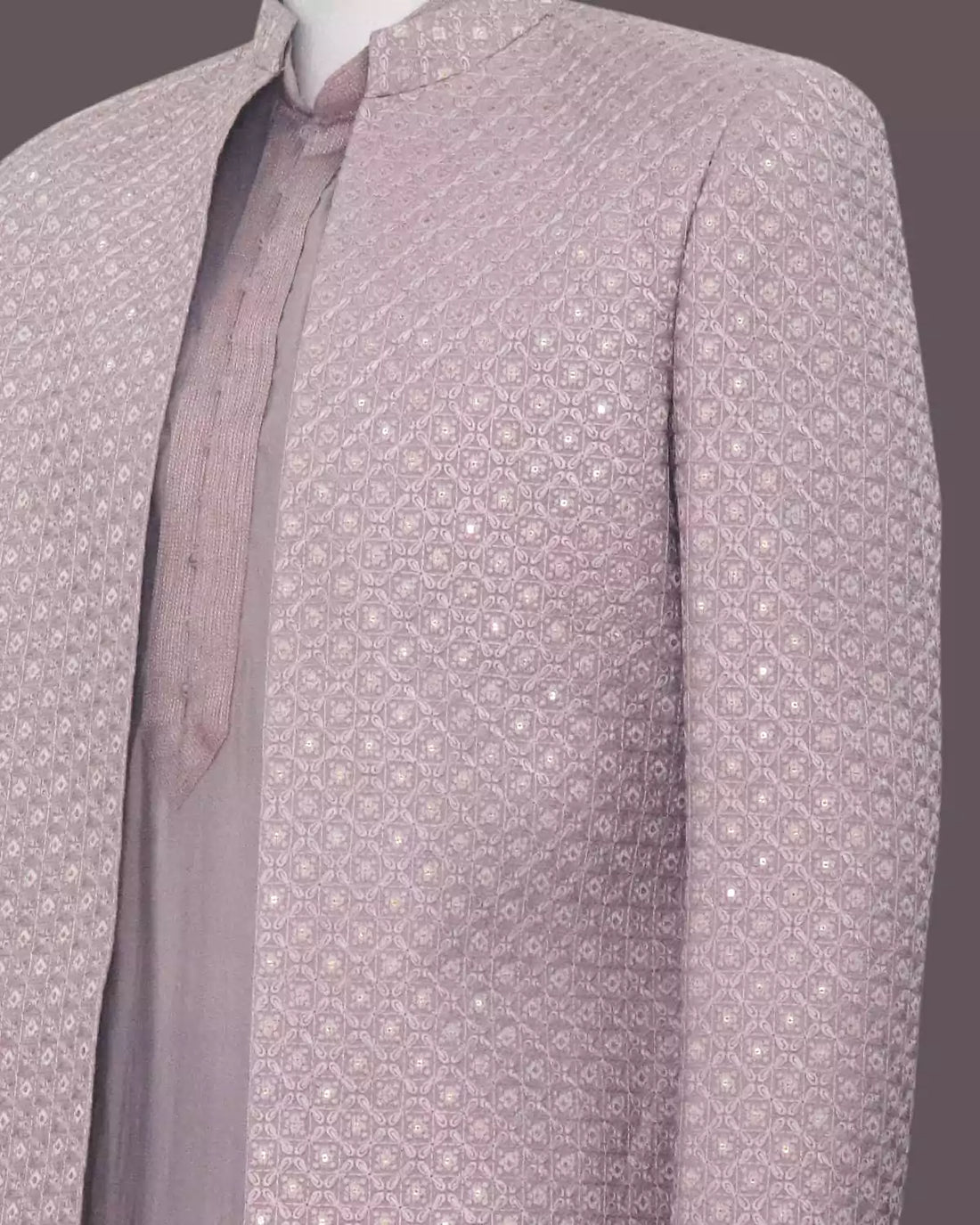 Light Pink Open Jacket Embroidery work Indo Western