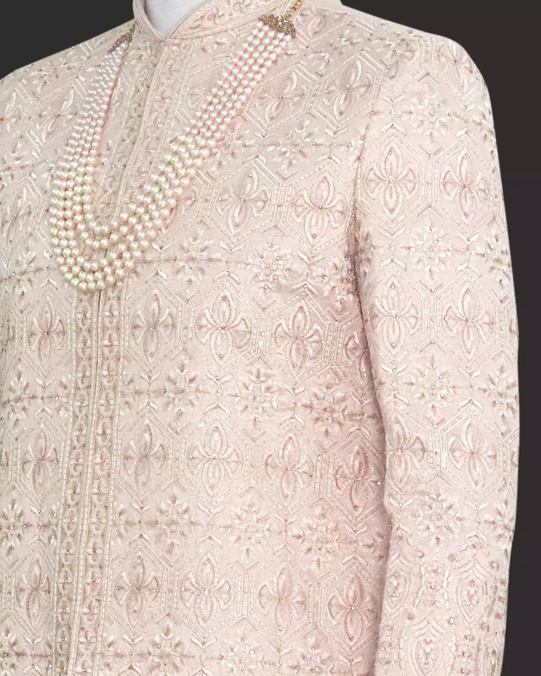 Raw Silk Sherwani Set in Floral Embroidery work