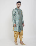 Firozi Coloured Jacquard Design Semi Indo Western Set