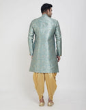 Firozi Coloured Jacquard Design Semi Indo Western Set