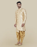 Gold Colour Jacquard Design Semi Indo Western Set