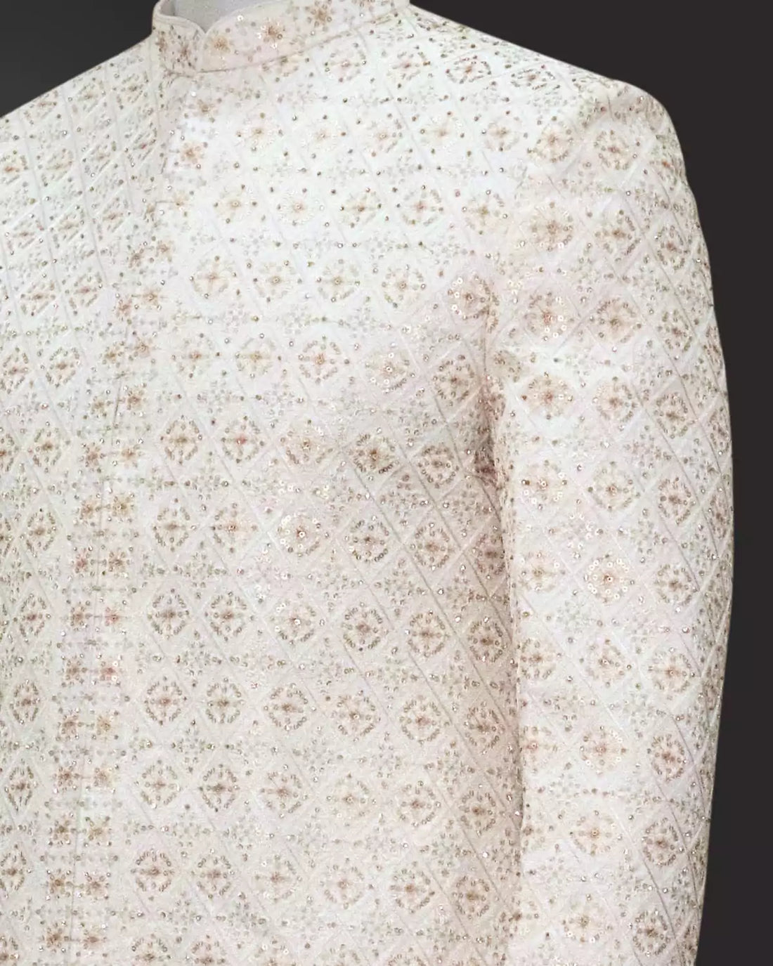 Cream Sequins with Embroidery work Georgette Indo Western