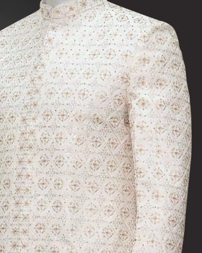 Cream Sequins with Embroidery work Georgette Indo Western
