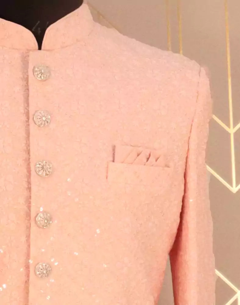 Charismatic Peach Floral Chiffon Chikankari Indo-Western Set