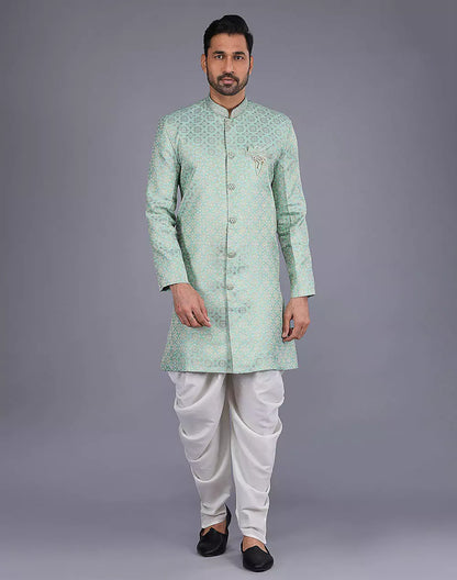 Jacquard Fabric All Over Embroidery Work Pista Semi Indo Style