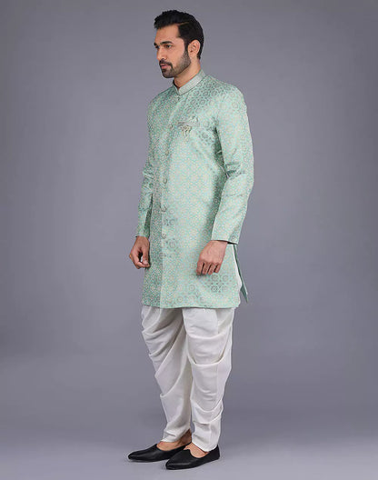 Jacquard Fabric All Over Embroidery Work Pista Semi Indo Style