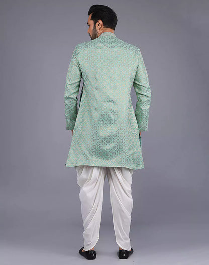 Jacquard Fabric All Over Embroidery Work Pista Semi Indo Style