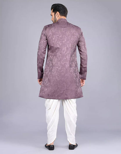 Light Brown Imperial Floral Patterned Jacquard Semi-Indo Style
