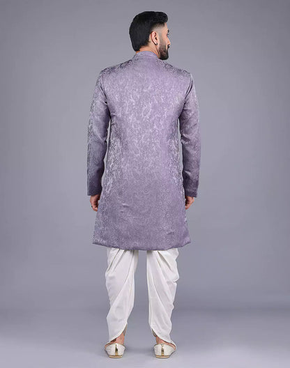 Floral Patterned Purple Shade Jacquard Semi-Indo Style
